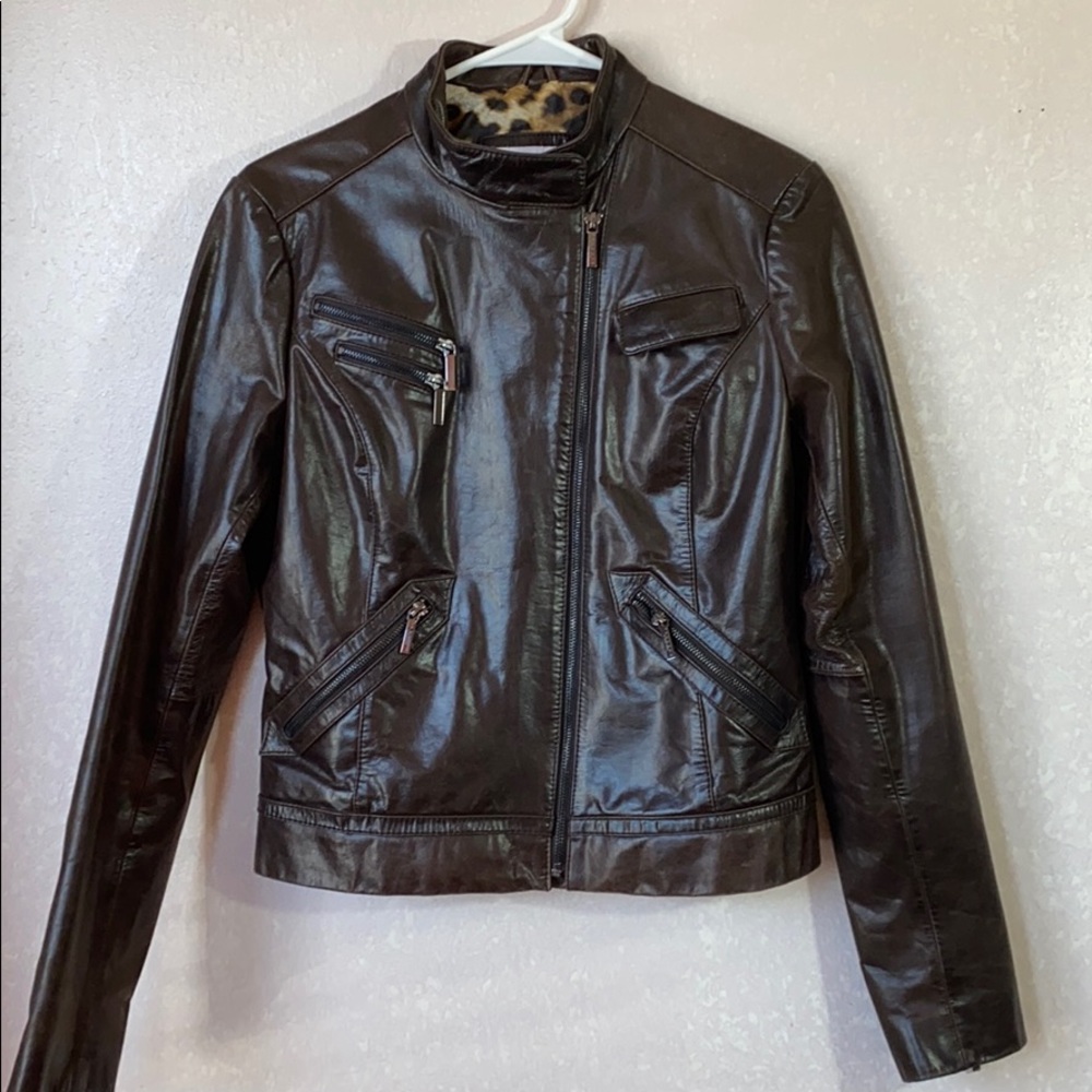 Laundry Shelli Segal Leather Moto Jacket